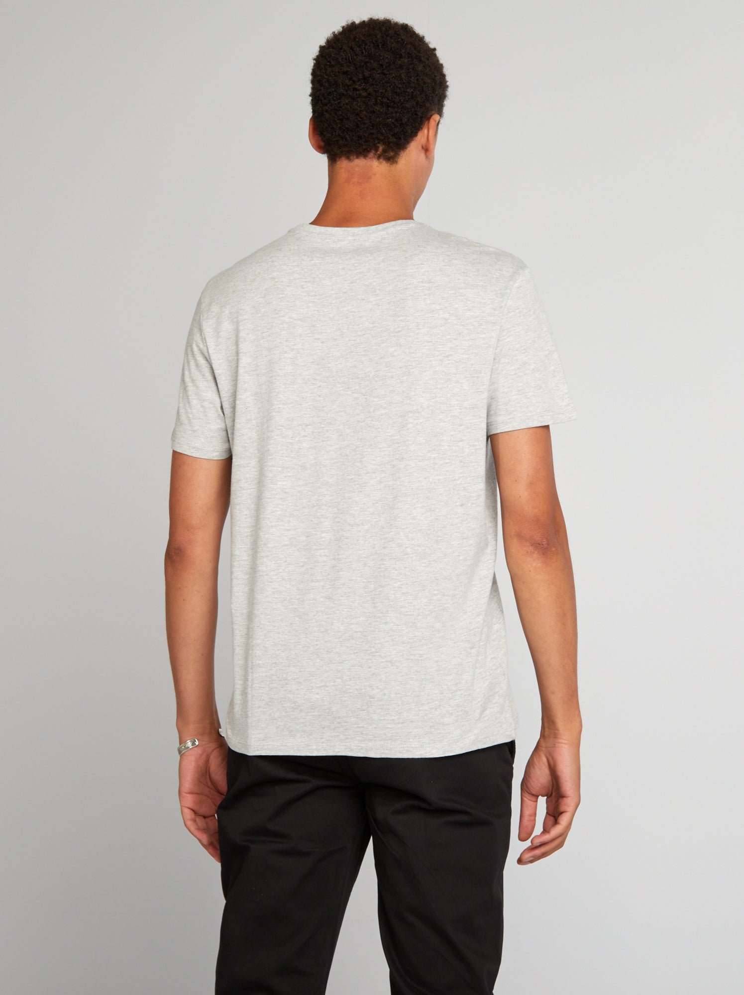 T-shirt dritta in jersey tinta unita - grigio chiaro
